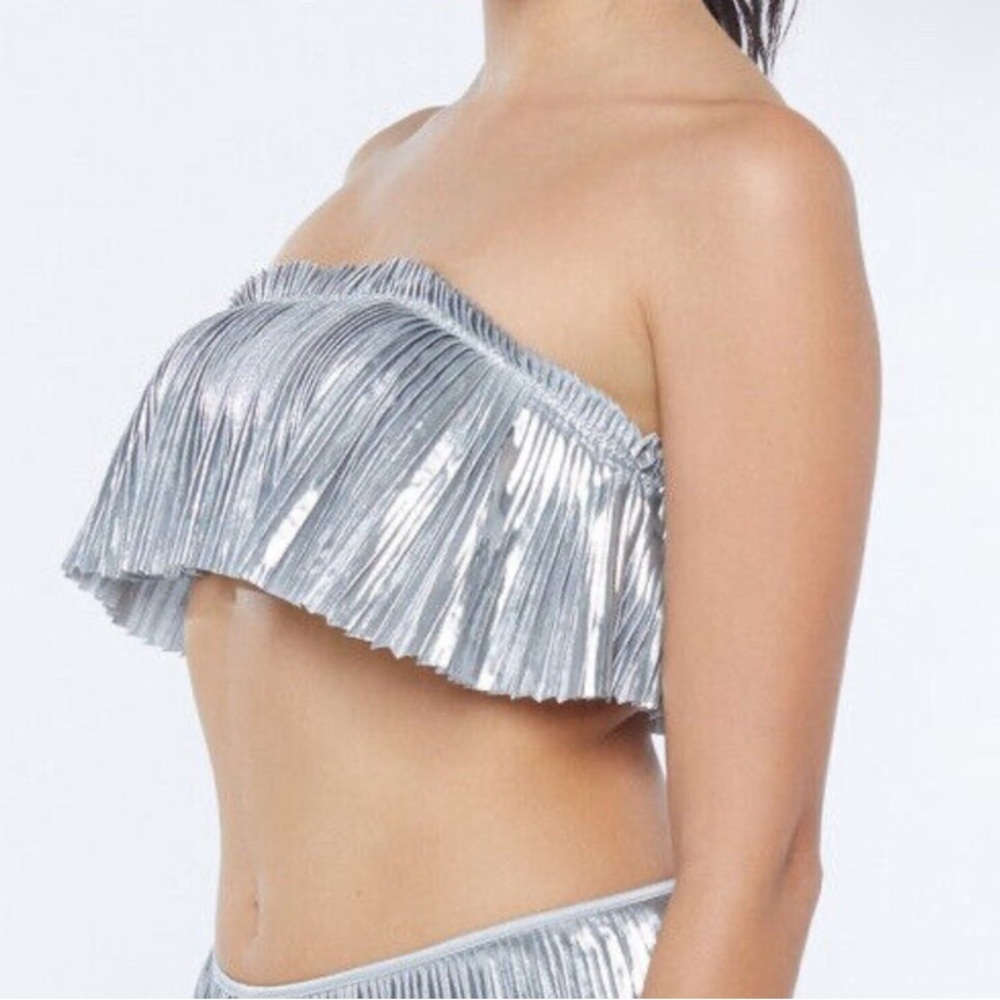Savage Fenty Pleated Lamé Bandeau Bralette